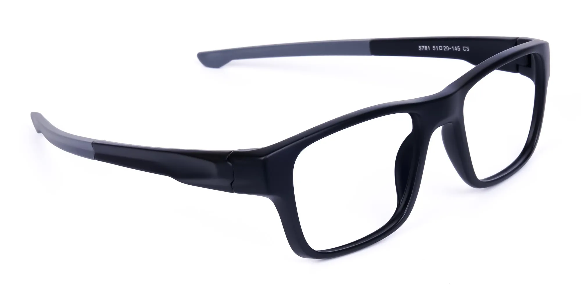 Rectangular Matte Black and Grey sports goggles-2