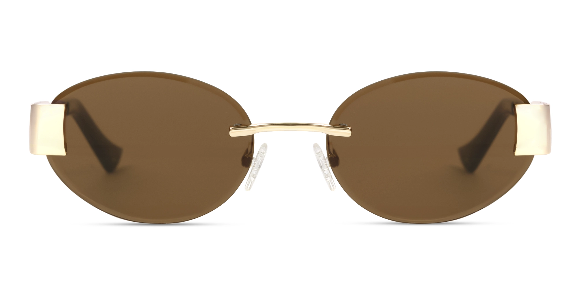 Oval Rimless Sunglasses With Brown Tint -1