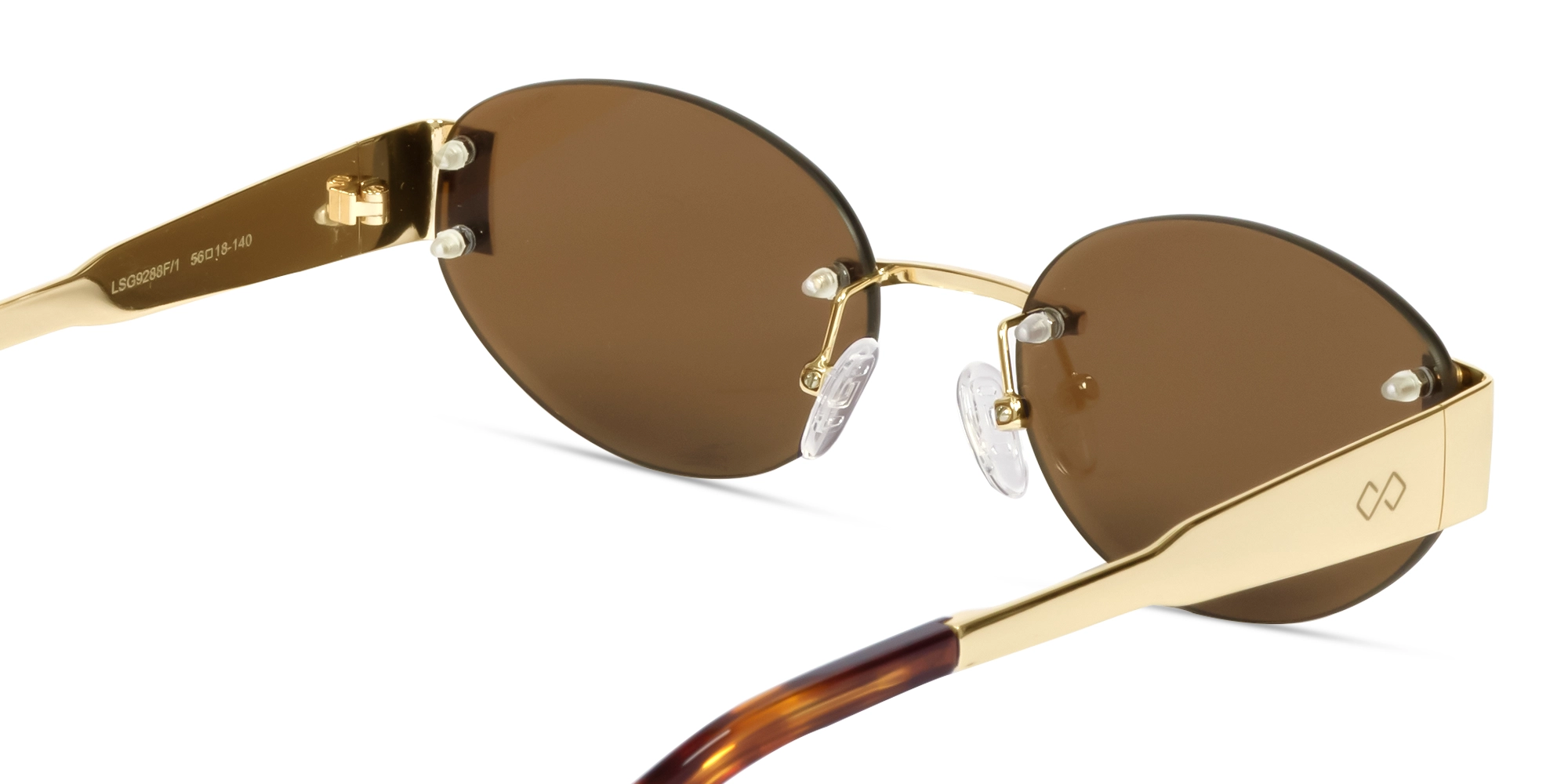 Oval Rimless Sunglasses With Brown Tint -5