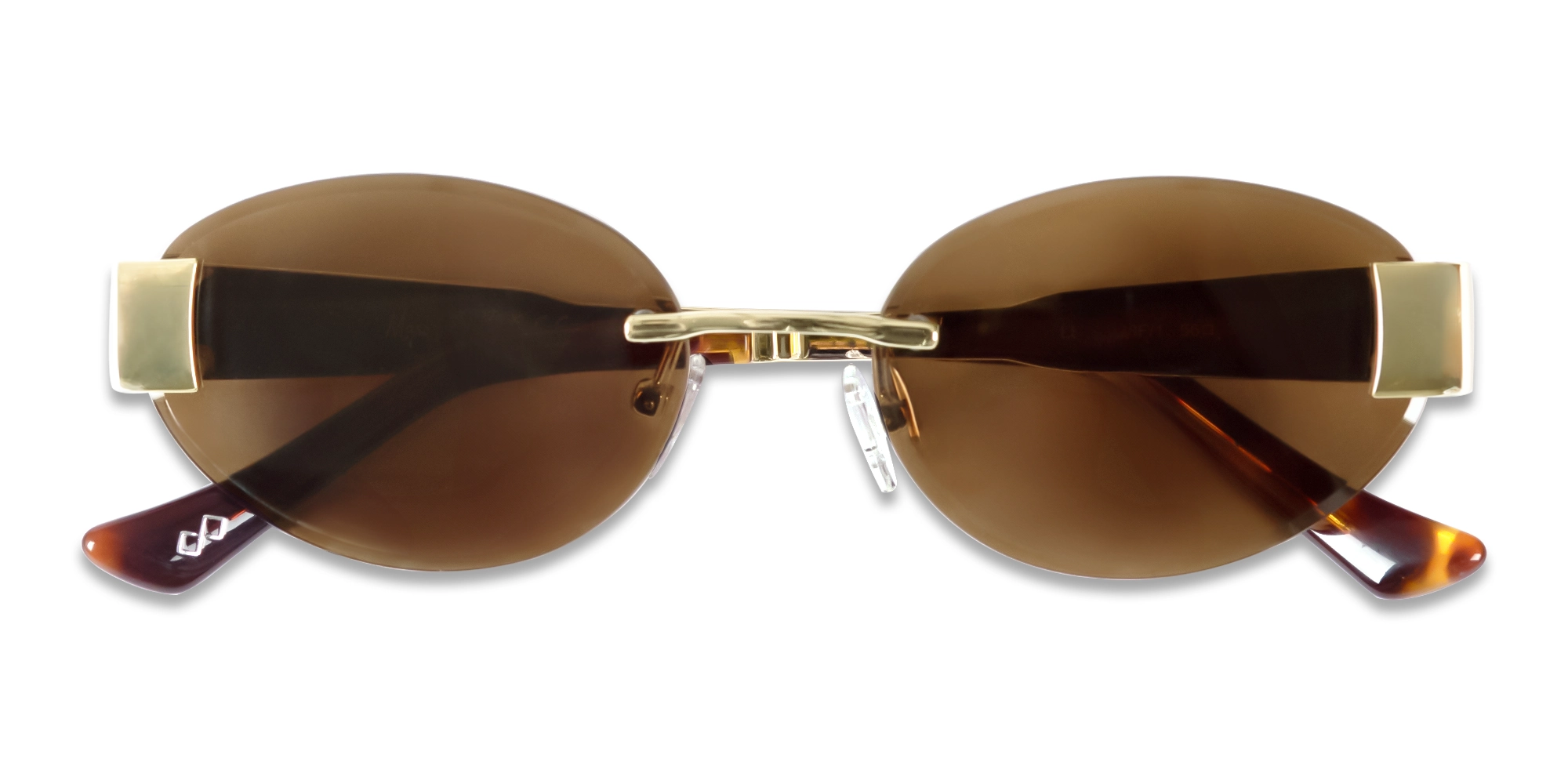 Oval Rimless Sunglasses With Brown Tint -6