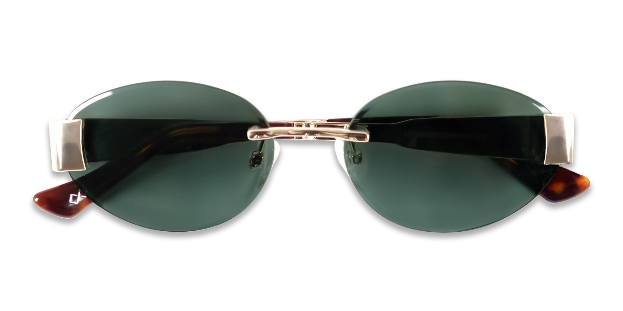 Oval Rimless Sunglasses With Green Tint-6