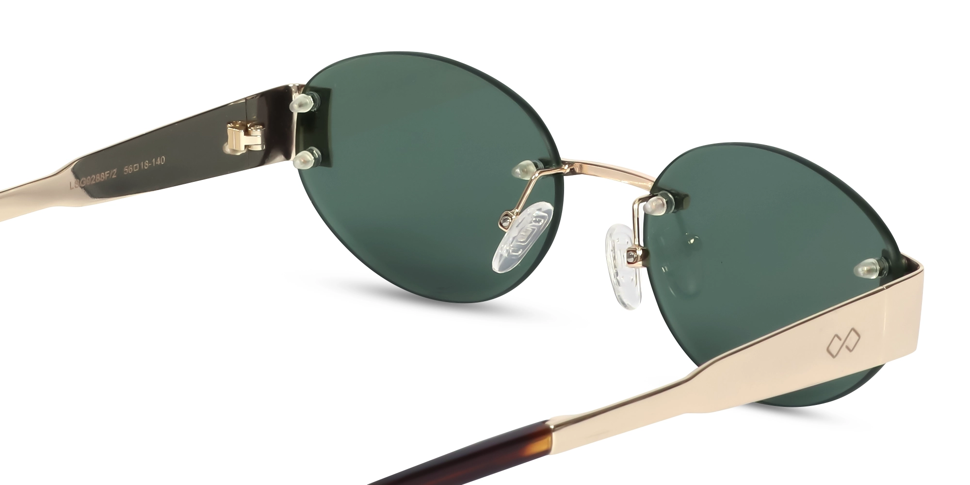 Oval Rimless Sunglasses With Green Tint-5