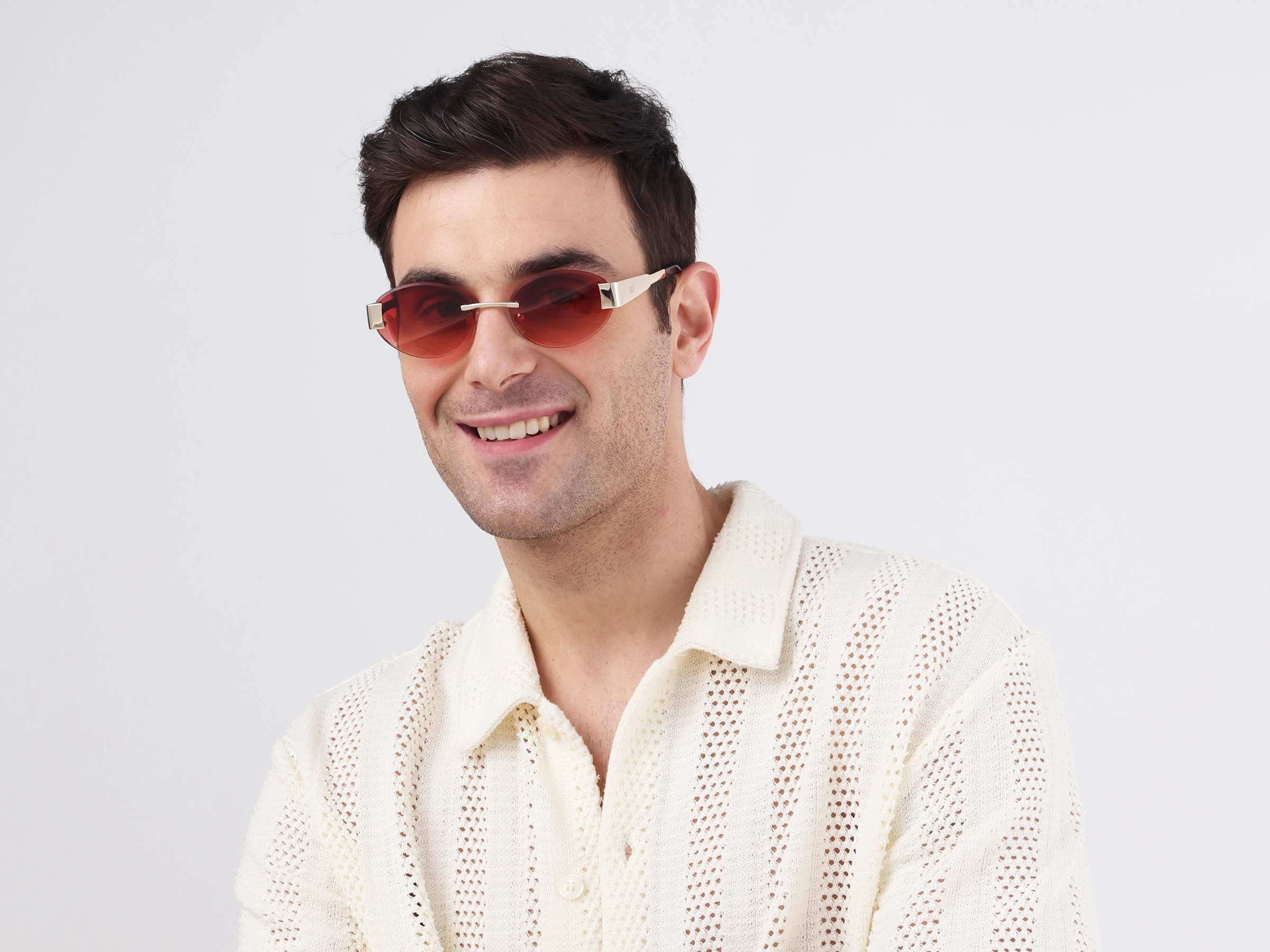 Oval Champange Gold Rimless Sunglasses