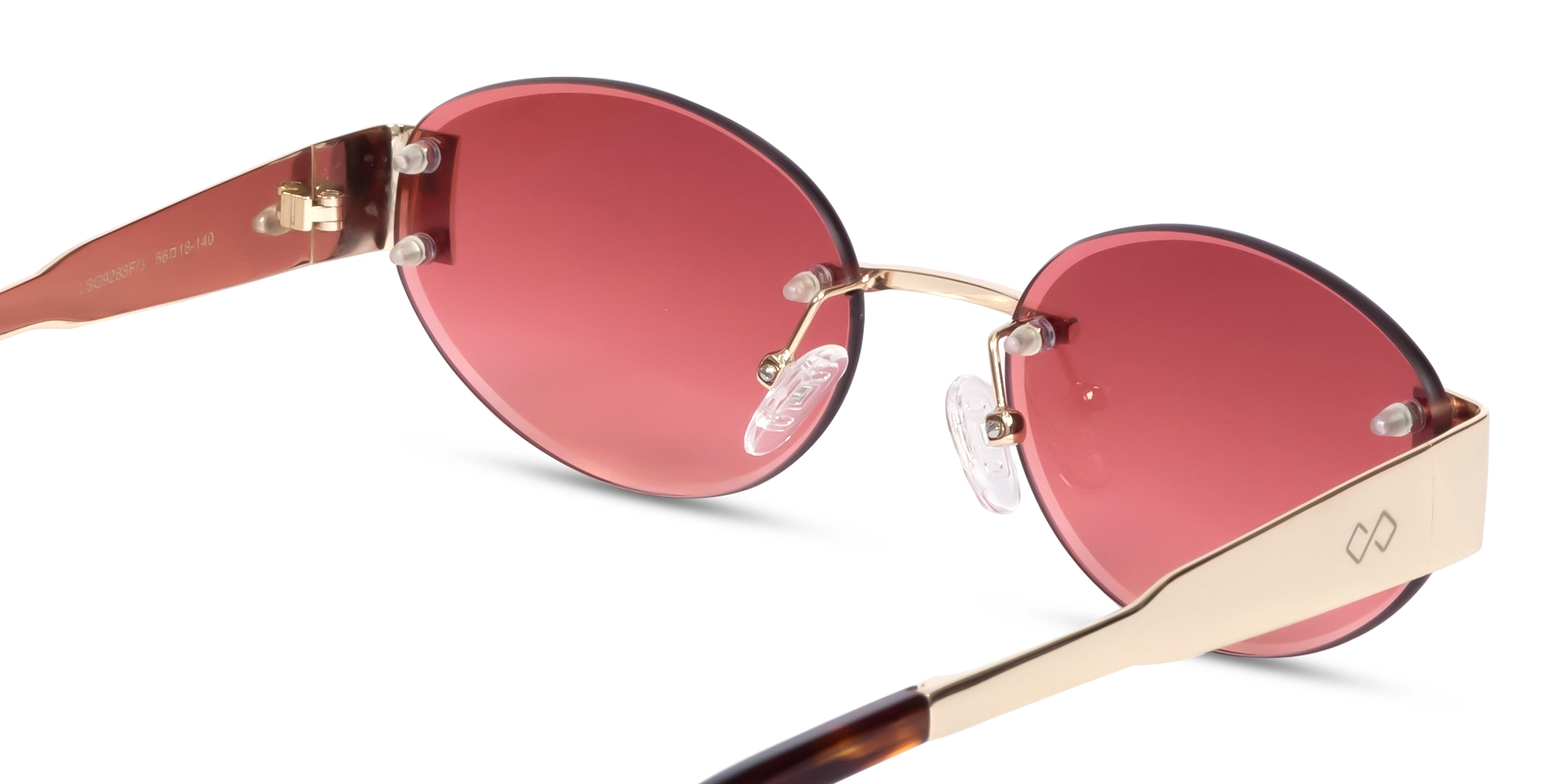Oval Champange Gold Rimless Sunglasses-5