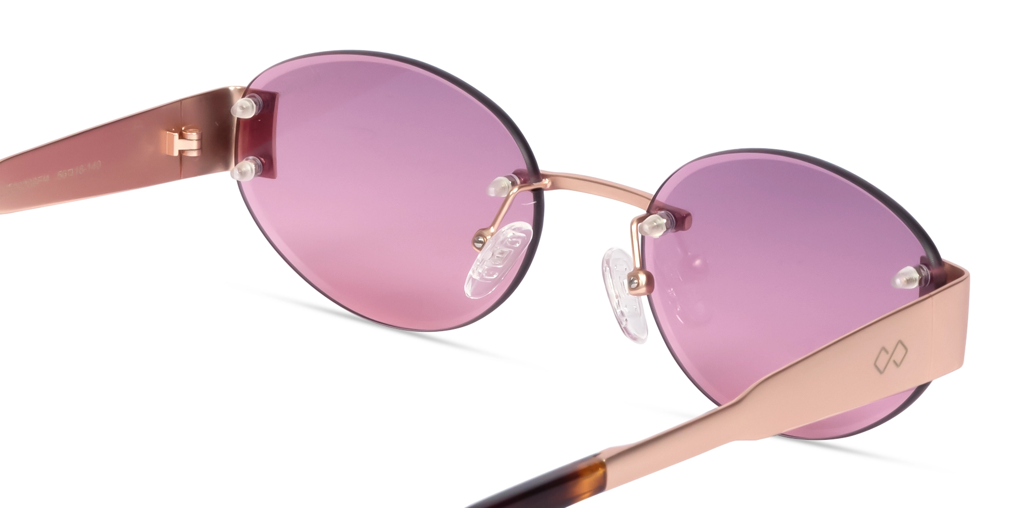 Pink Tint Oval Rimless Sunglasses-5