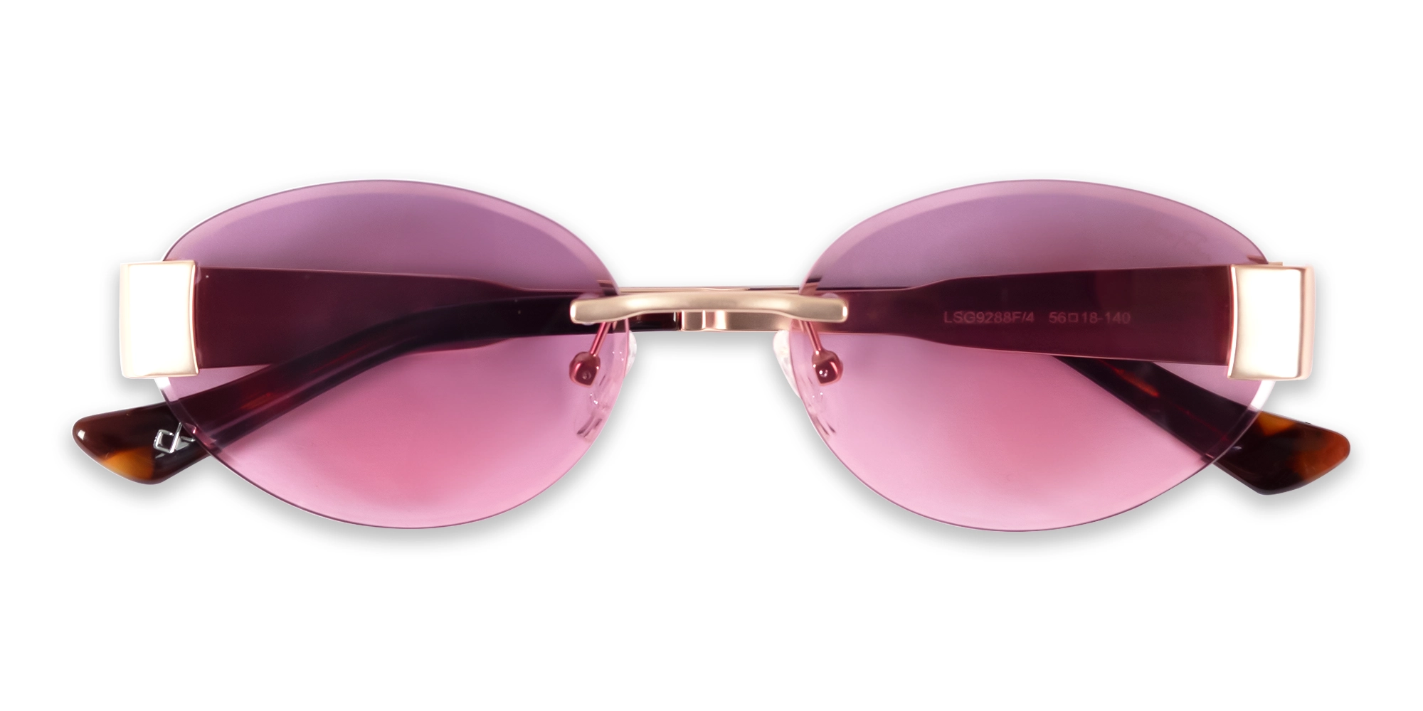 Pink Tint Oval Rimless Sunglasses-6