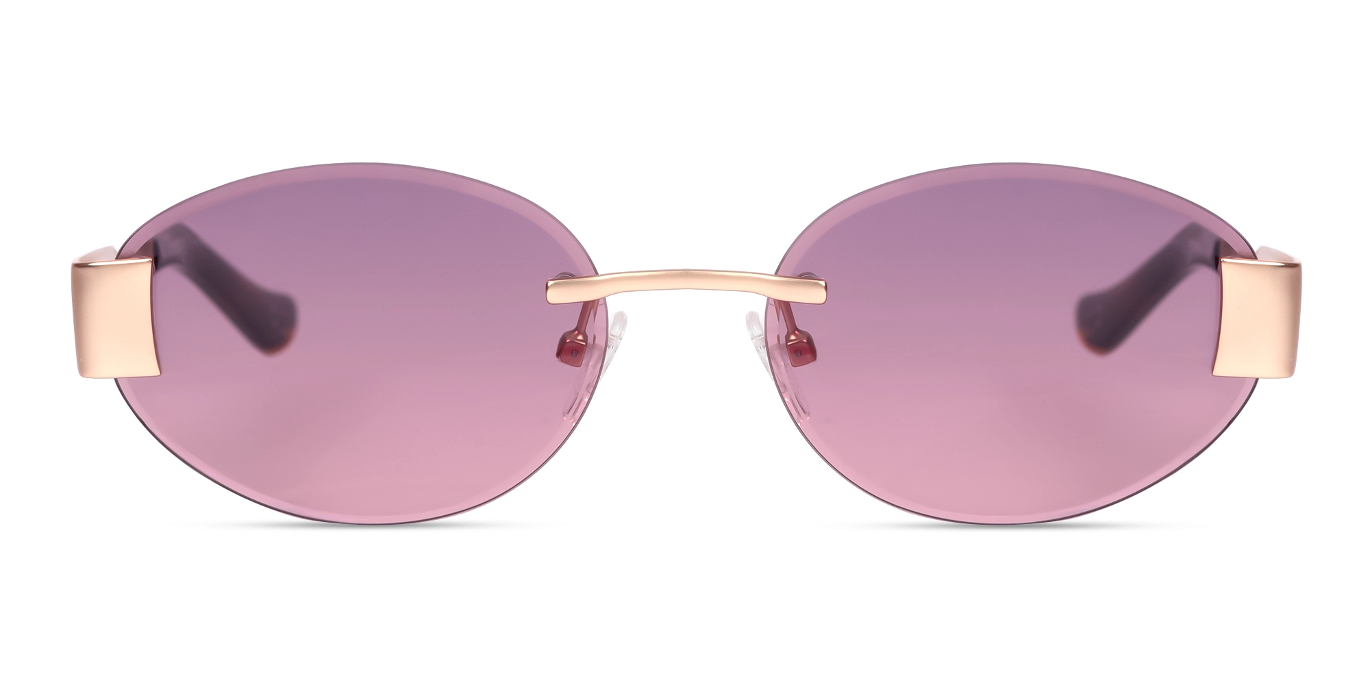 Pink Tint Oval Rimless Sunglasses-1