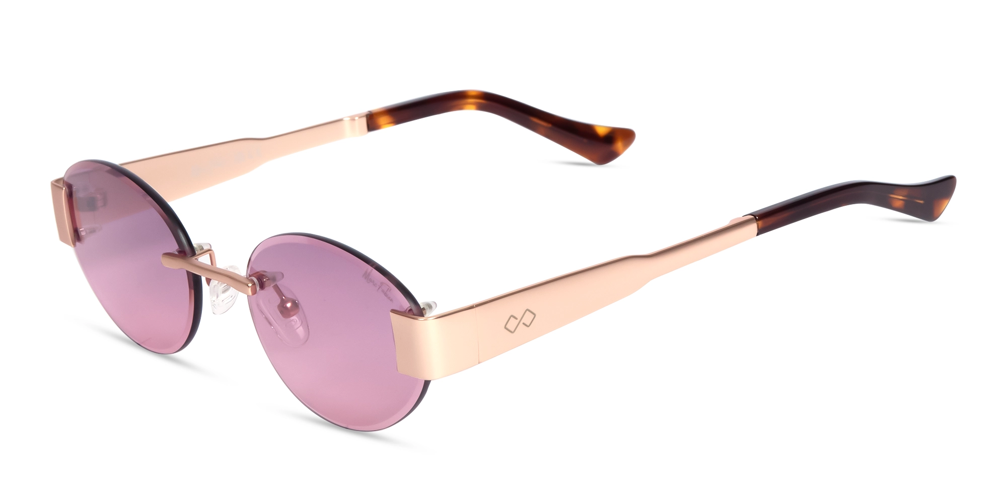 Pink Tint Oval Rimless Sunglasses-3
