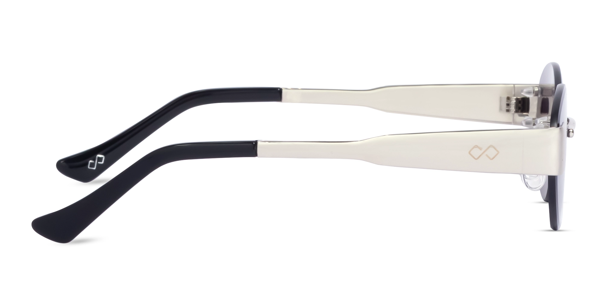 Oval Silver Rimless Sunglasses With Blue Tint-4
