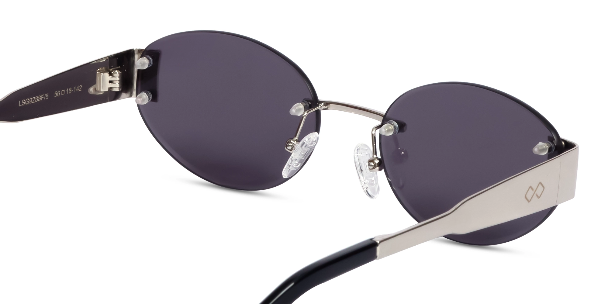 Oval Silver Rimless Sunglasses With Blue Tint-5