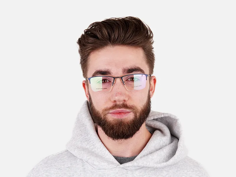 navy blue half-rim rectangular glasses frames-2