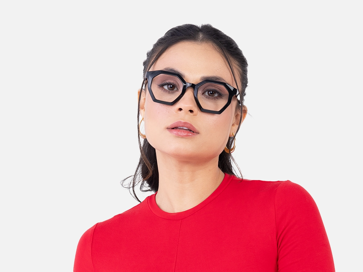 Black Hexagonal Glasses 52