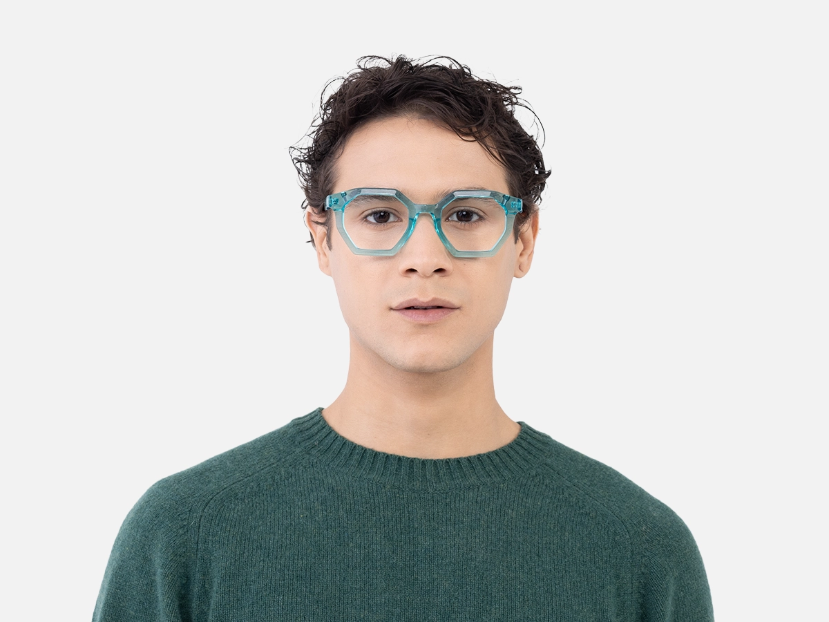 Crystal Bright Cyan Geometric Glasses 41