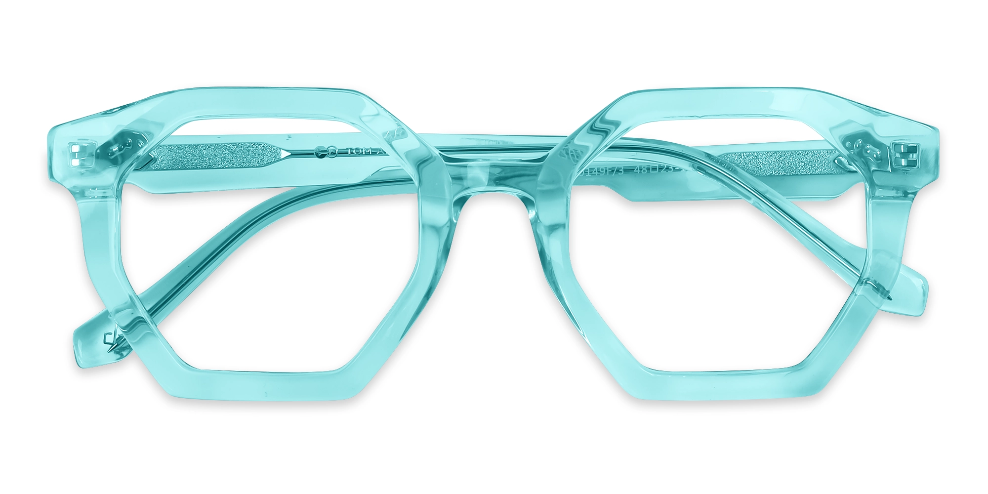 Crystal Bright Cyan Geometric Glasses. 6
