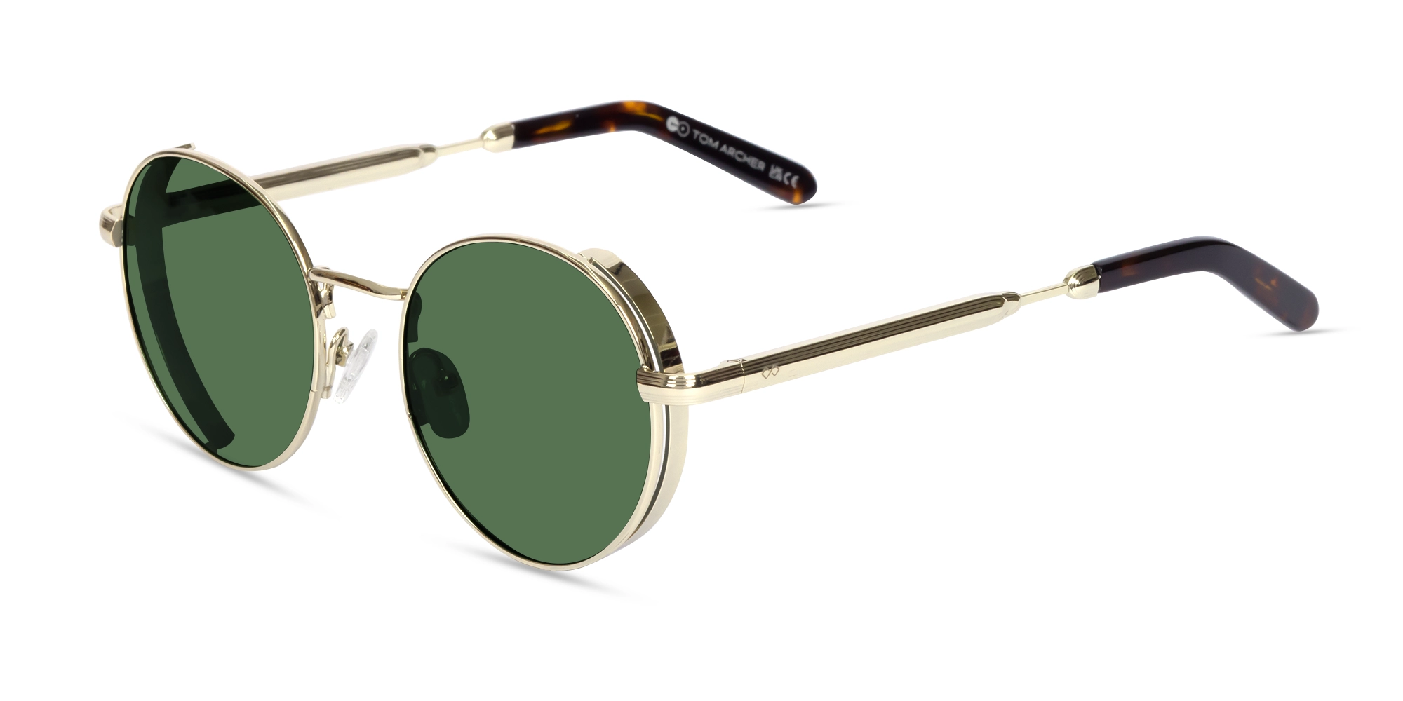 Champagne Gold Round Metal Sunglasses | Specscart-3