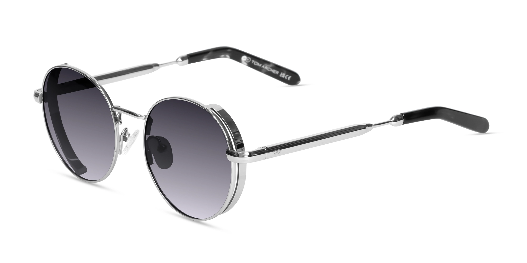Silver Metal Round Sunglasses | Specscart-3