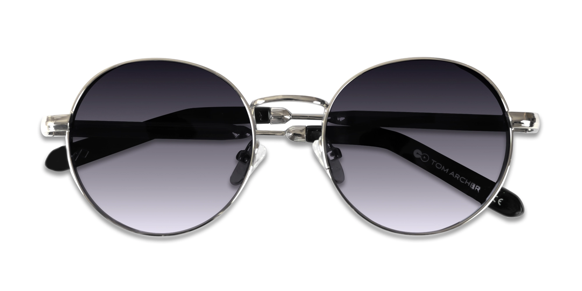 Silver Metal Round Sunglasses | Specscart-6