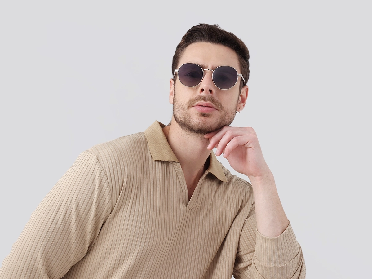 Silver Metal Round Sunglasses | Specscart-41