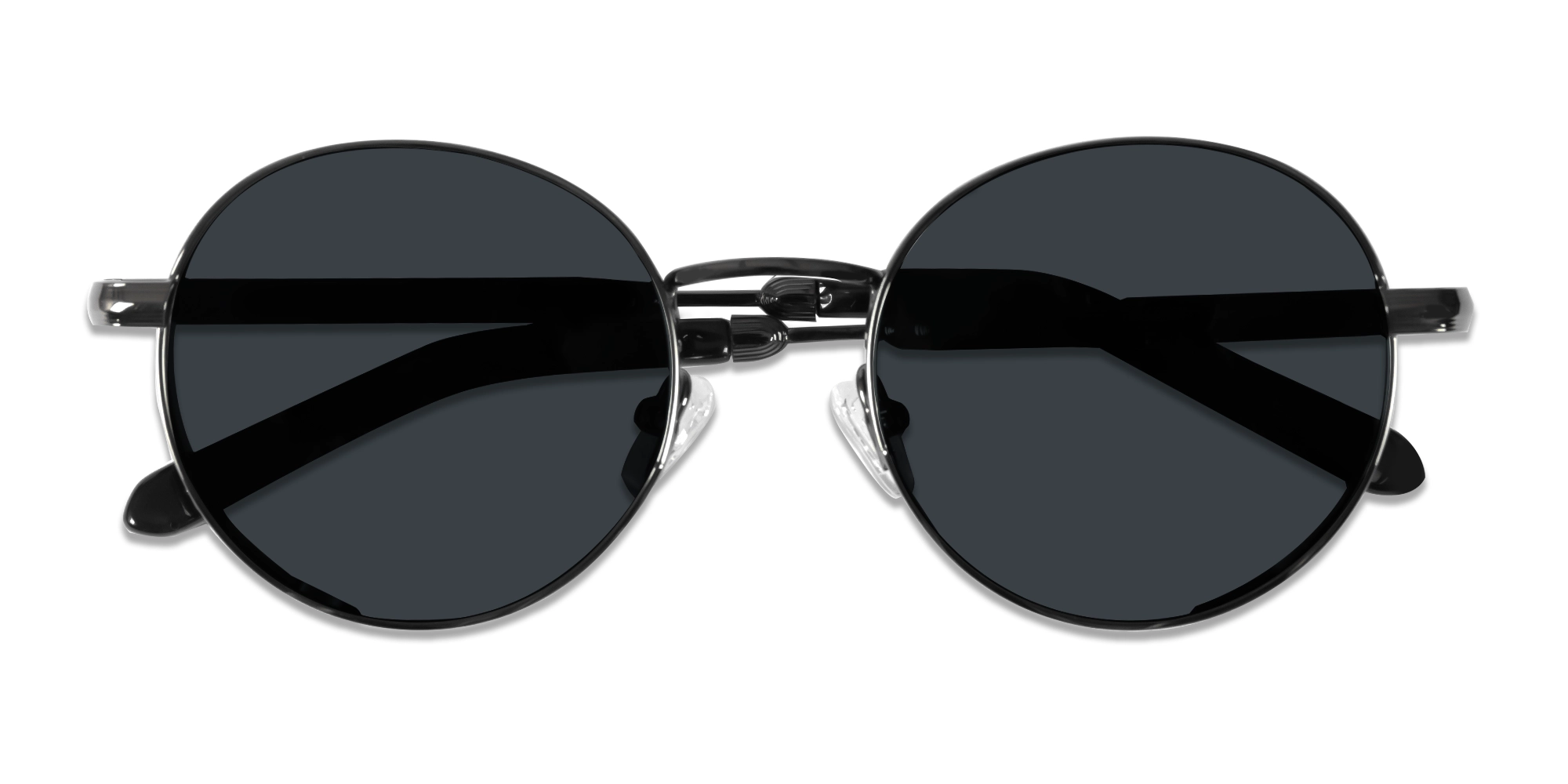 Gunmetal Full Rim Round Sunglasses | Specscart-6