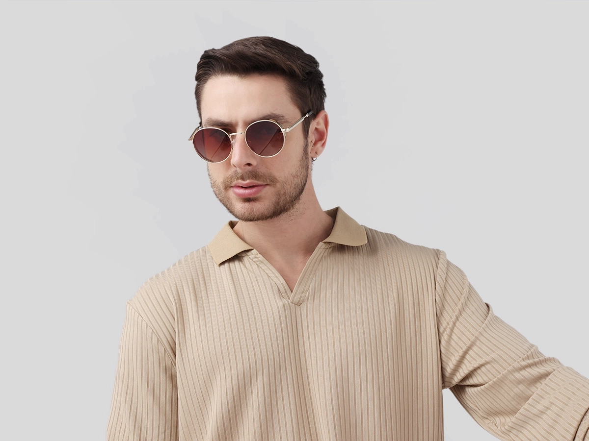 Tortoise Metal Round Sunglasses | Specscart-41