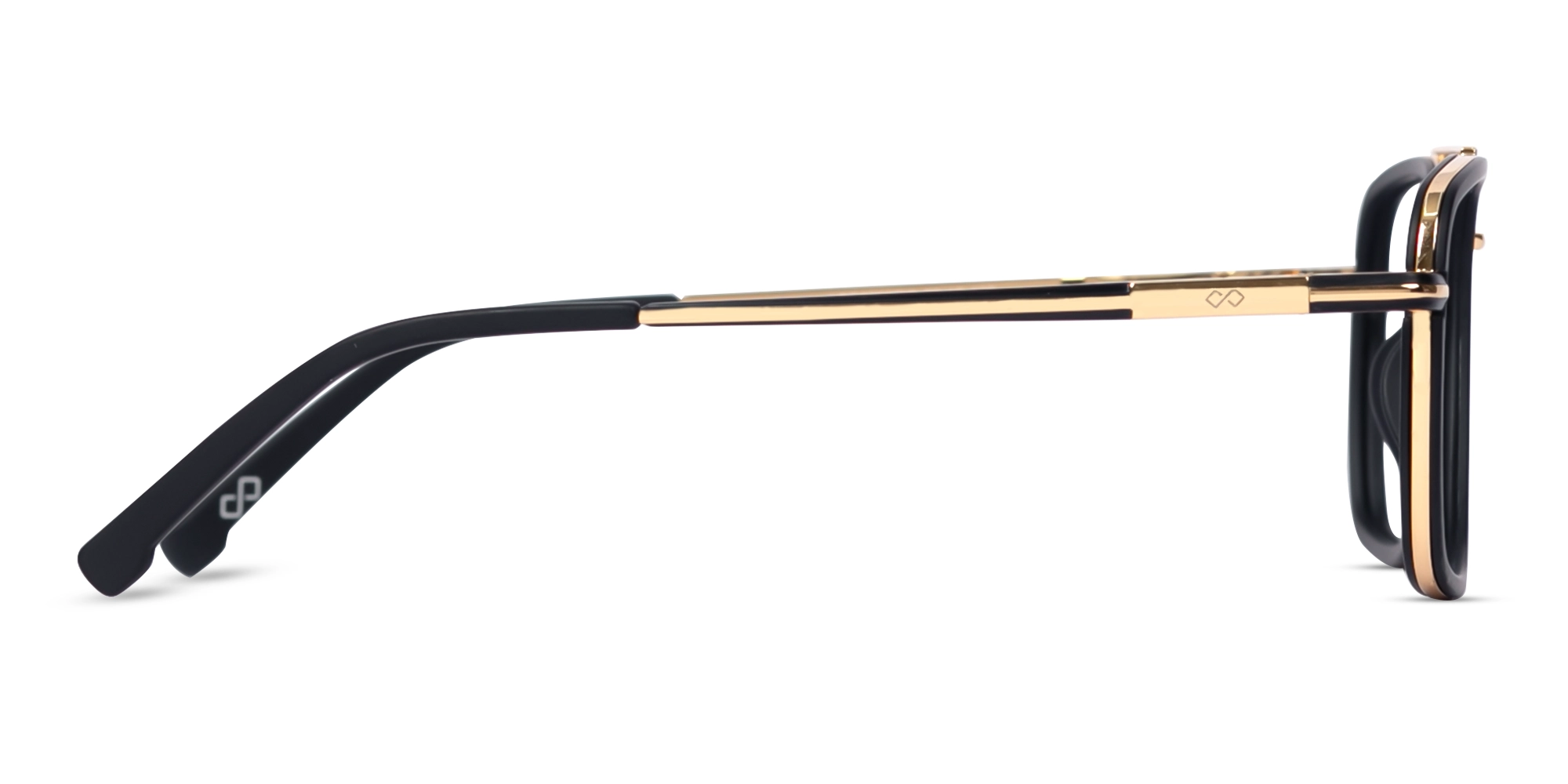 Matte Black & Gold Square Pilot Glasses