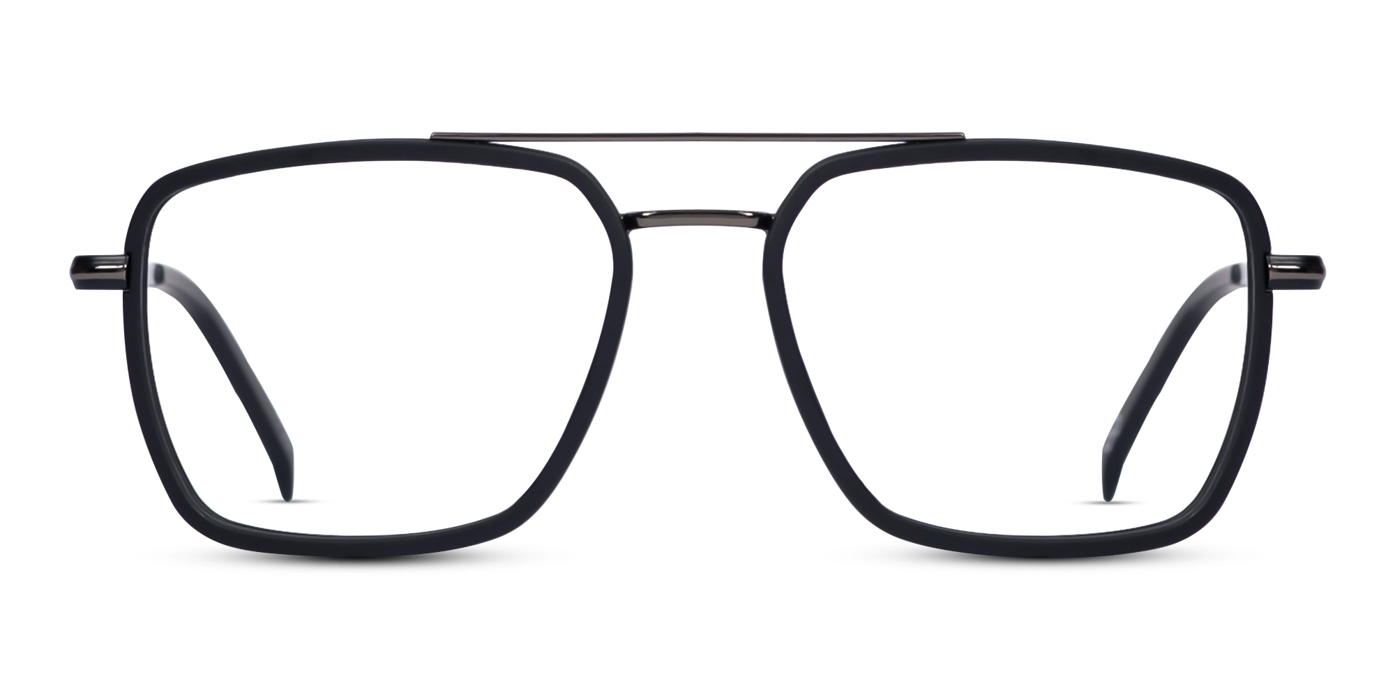 Matte Black & Gunmetal Square Pilot Glasses