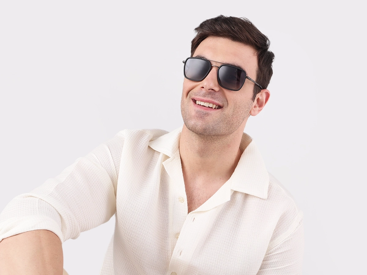 Matte Black & Gunmetal Fullrim Metal Sunglasses 41