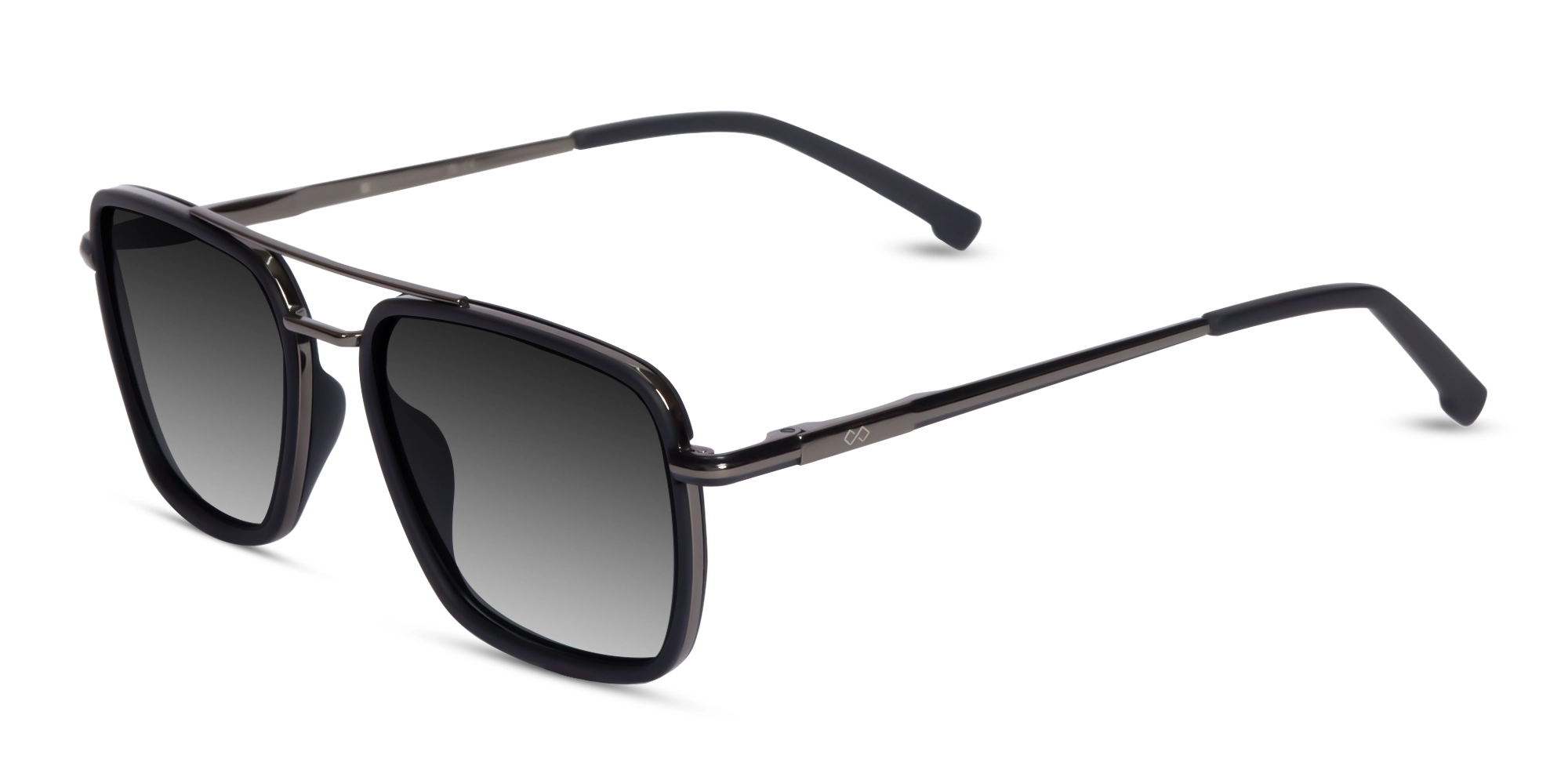 Matte Black & Gunmetal Fullrim Metal Sunglasses 3
