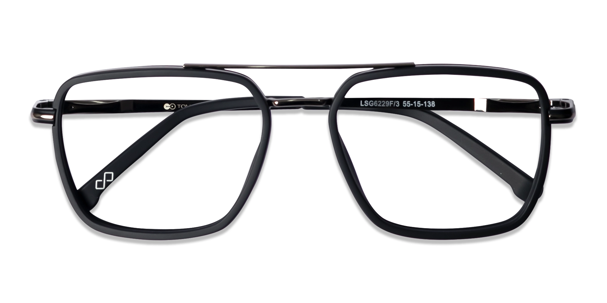 Matte Black & Gunmetal Square Pilot Glasses