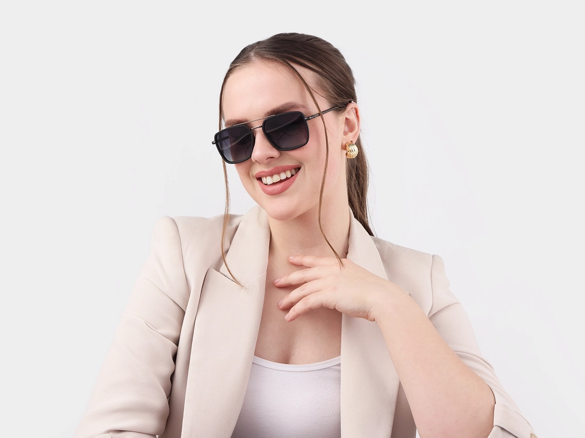 Matte Black & Gunmetal Fullrim Metal Sunglasses 51