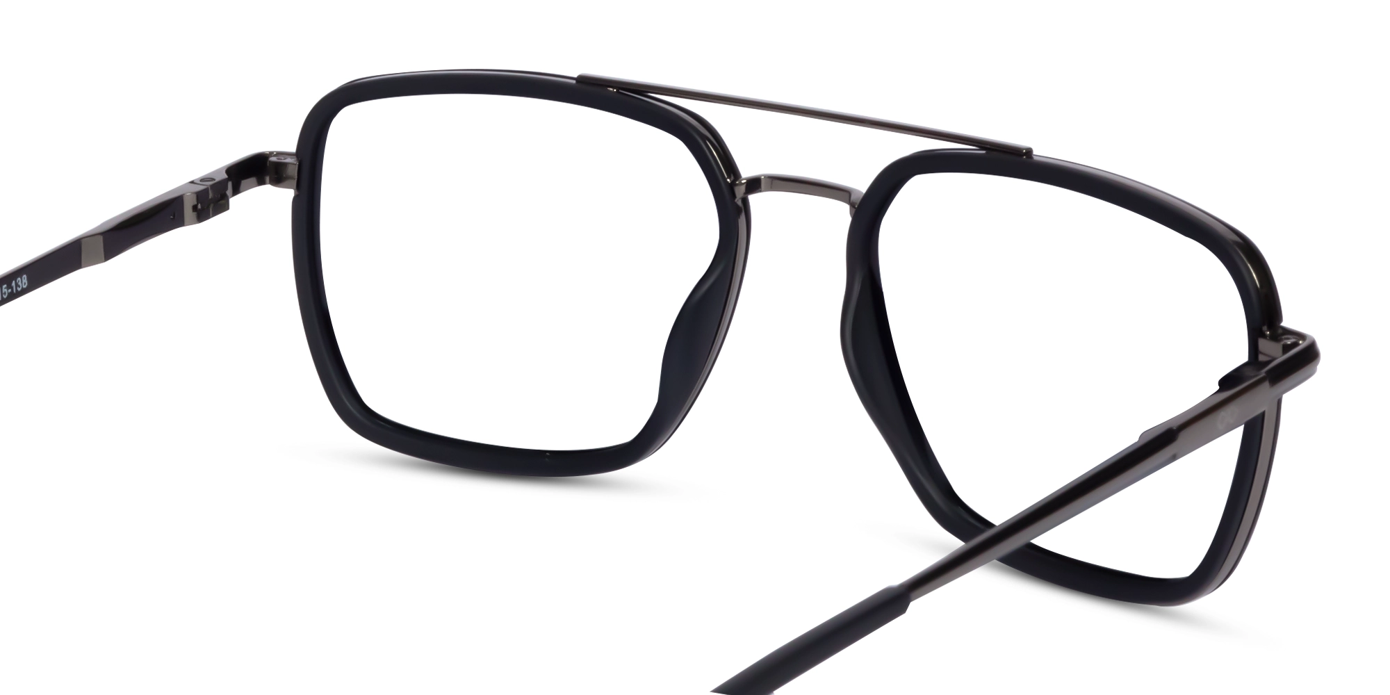 Matte Black & Gunmetal Square Pilot Glasses