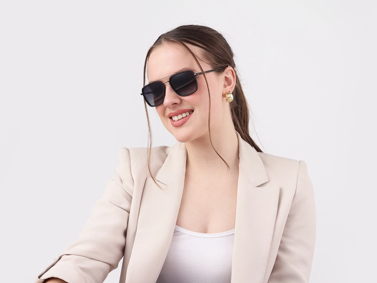 Matte Black & Gunmetal Fullrim Metal Sunglasses 52