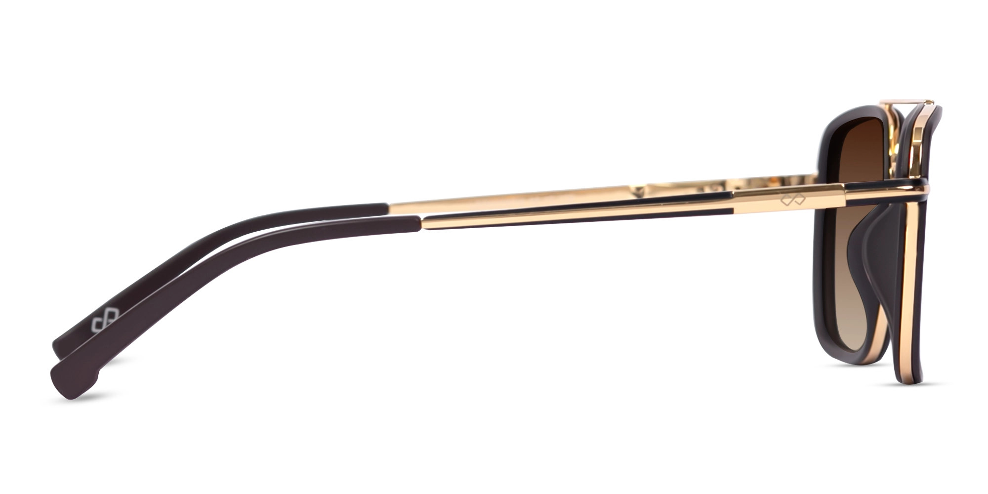 Matte Brown & Gold Square Pilot Sunglasses 4