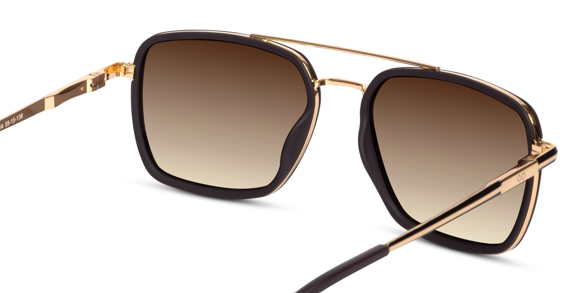 Matte Brown & Gold Square Pilot Sunglasses 5
