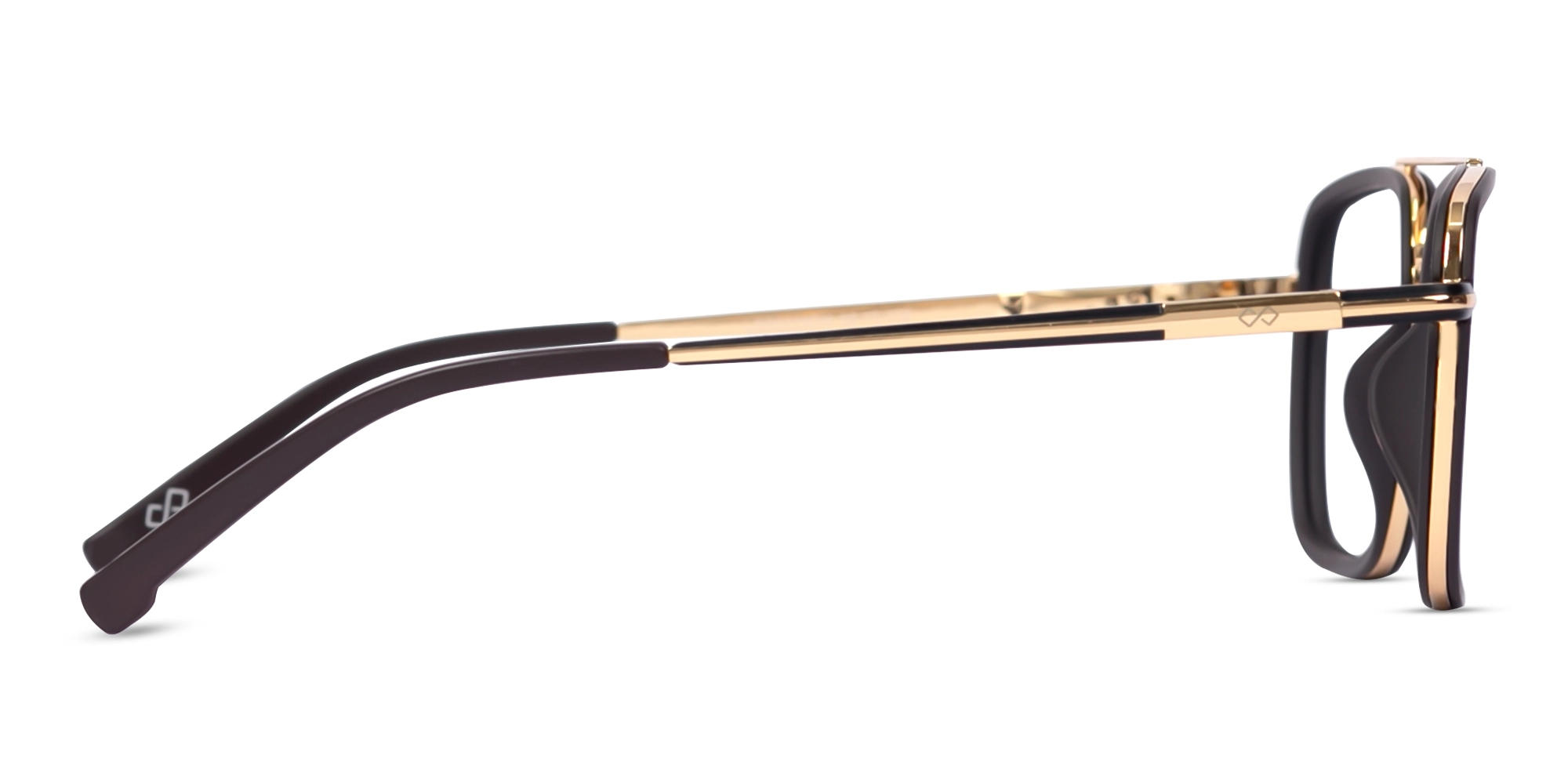 Matte Brown & Gold Square Pilot Glasses