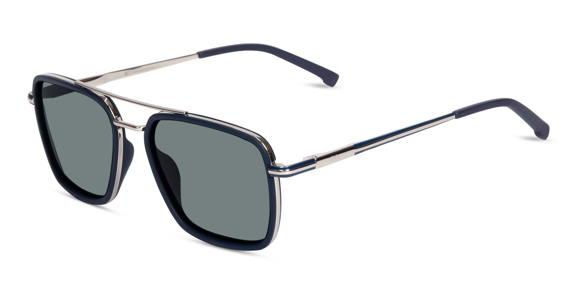 Matte Blue & Silver Metal Sunglasses 3