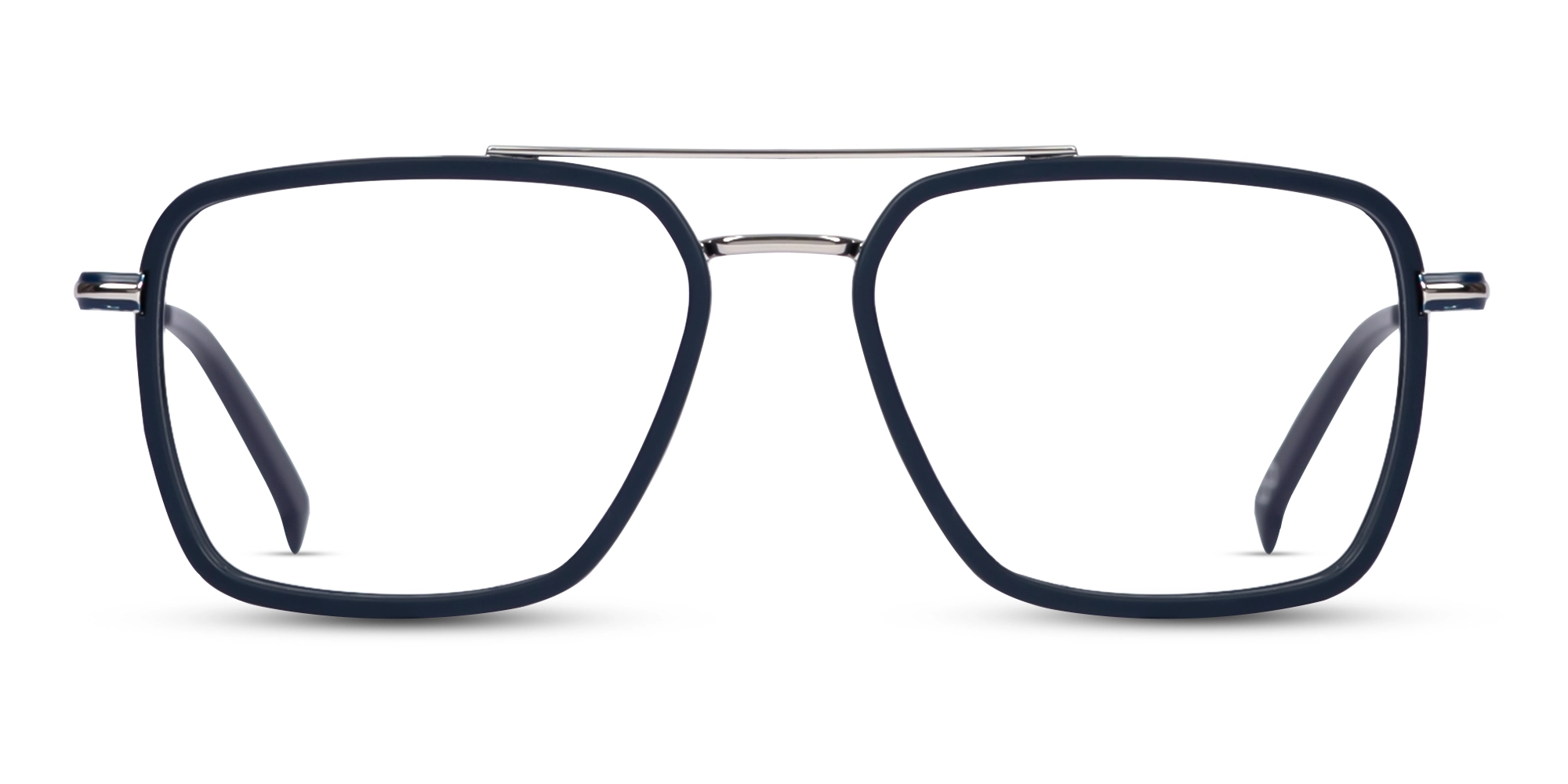 Matte Blue & Silver Square Pilot Glasses