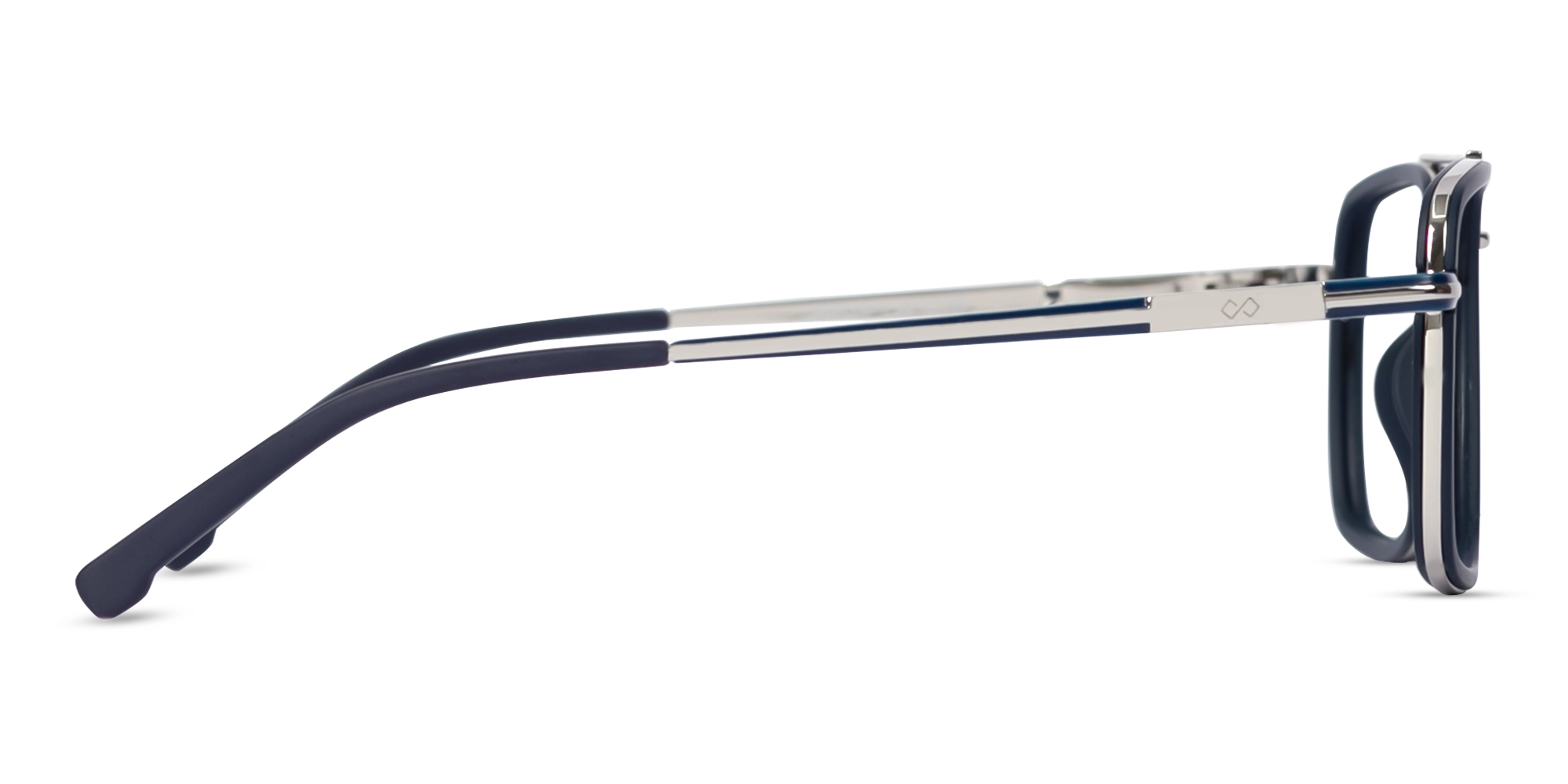 Matte Blue & Silver Square Pilot Glasses