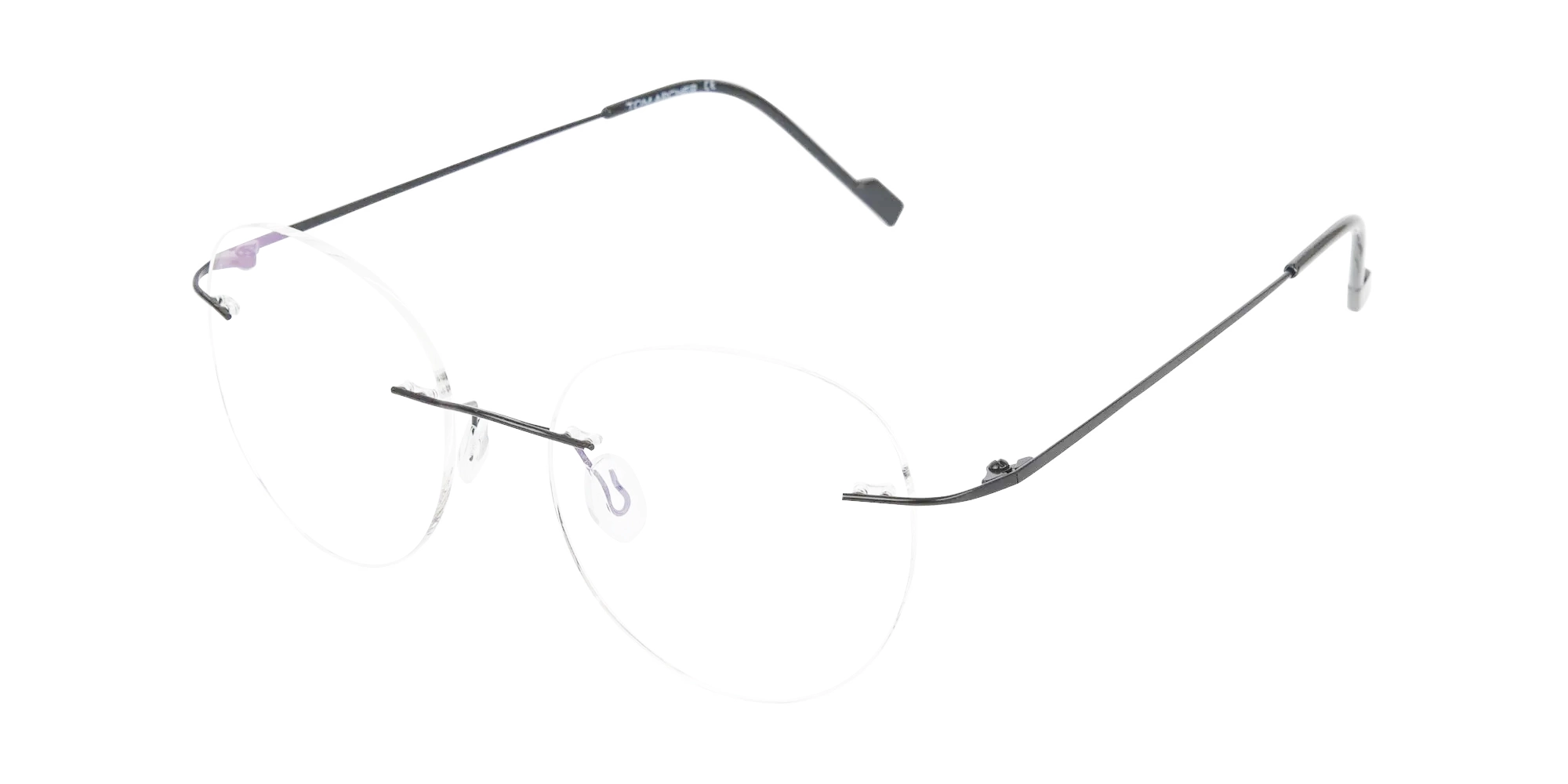 Black Rimless Round Glasses-3