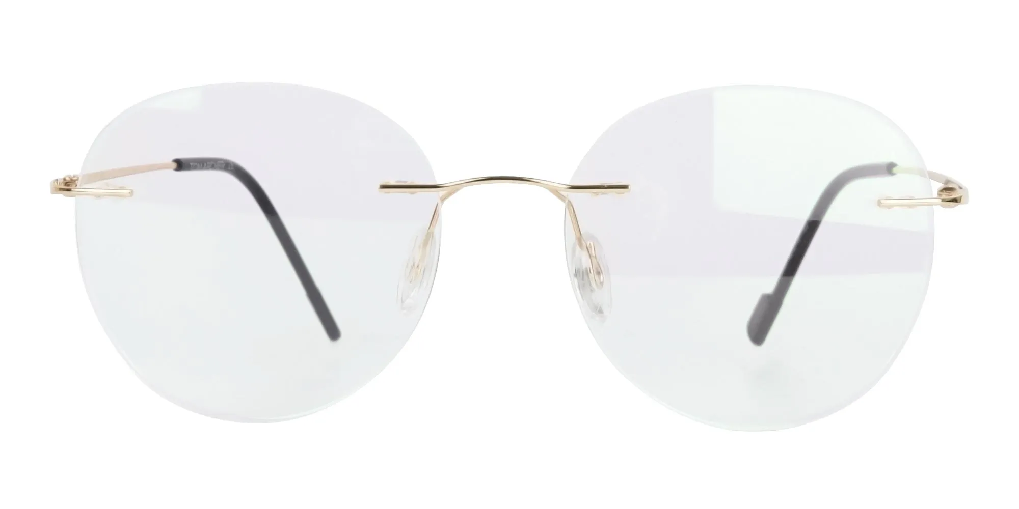 T6040R/GD - Round Rimless Glasses in Gold Metal
