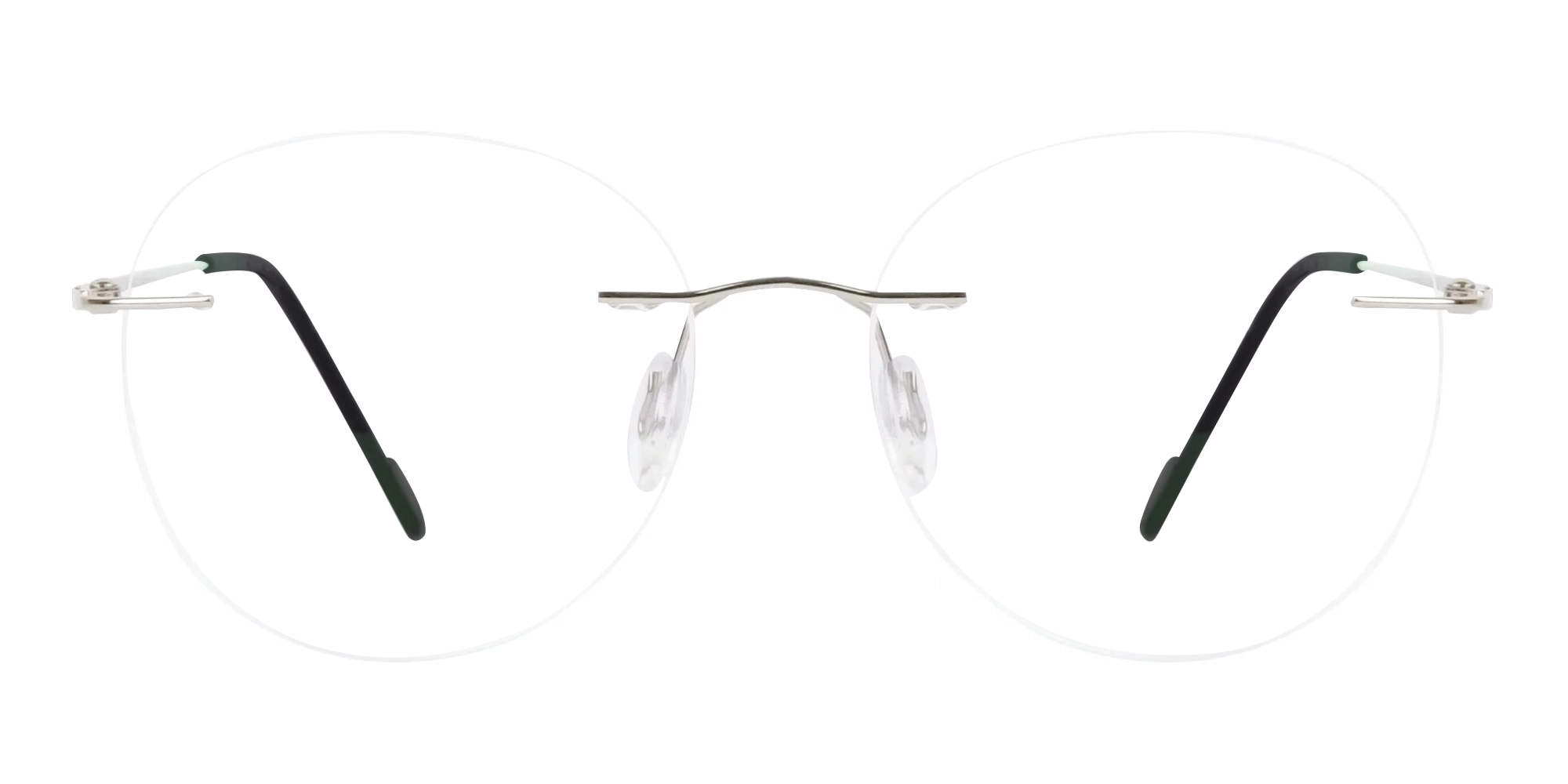 T6040R/S - Rimless Round Glasses in Silver Metal 
