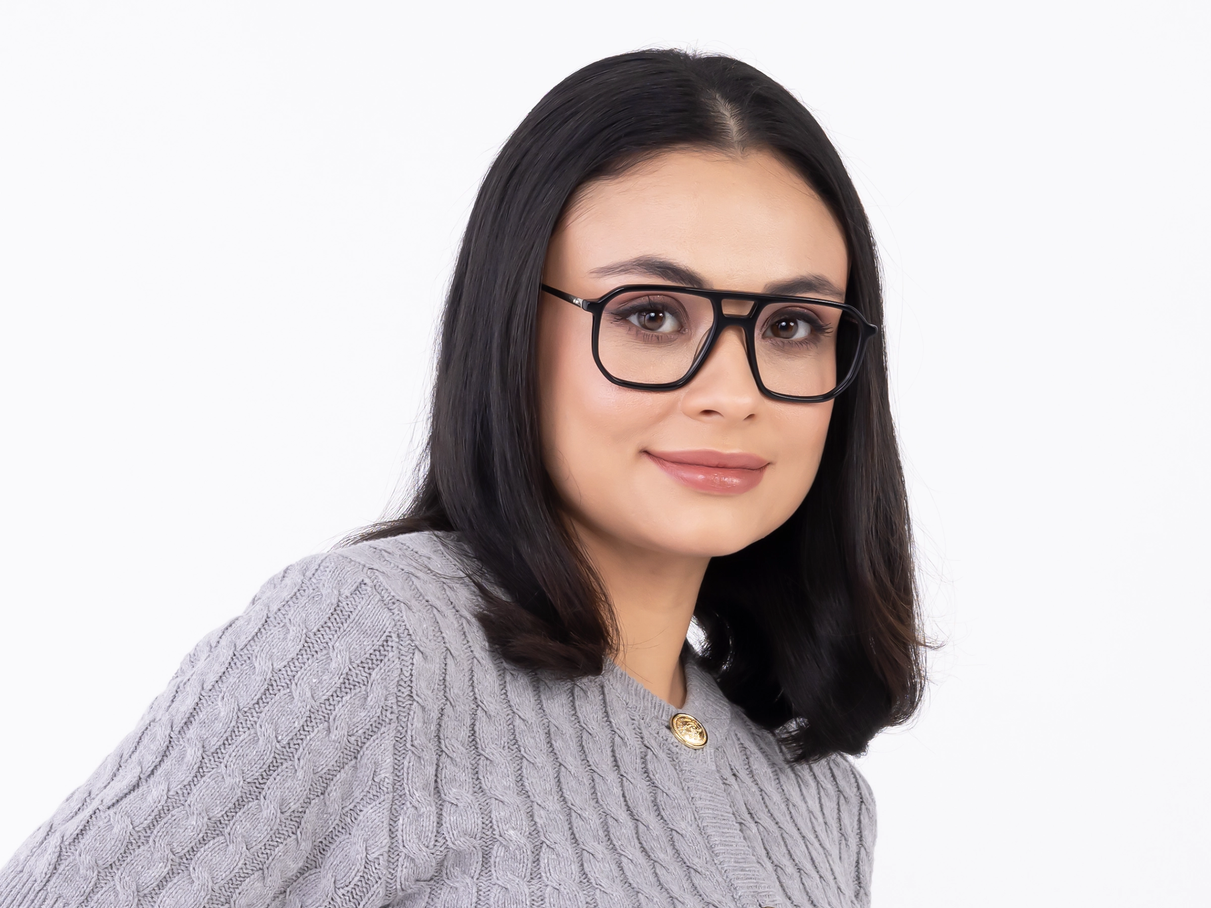 Black Acetate Double Bridge Pilot Glasses