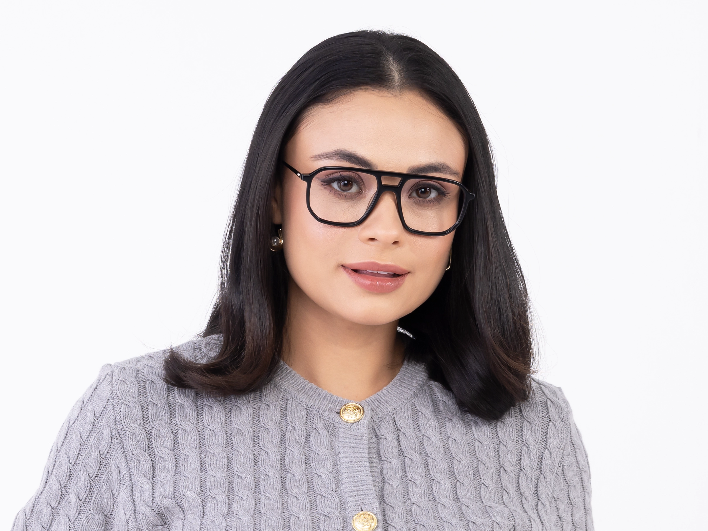Black Acetate Double Bridge Pilot Glasses