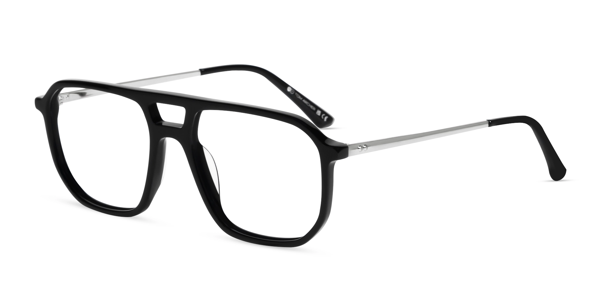 Black Acetate Double Bridge Pilot Glasses-3 Black Acetate Double Bridge Pilot Glasses-3