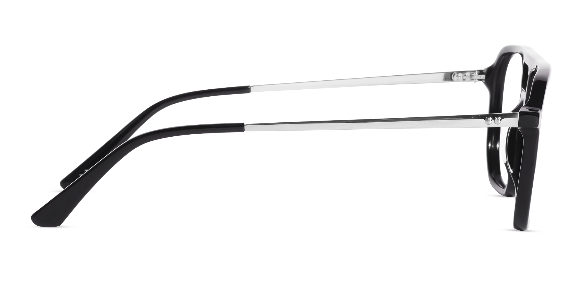 Black Acetate Double Bridge Pilot Glasses-4