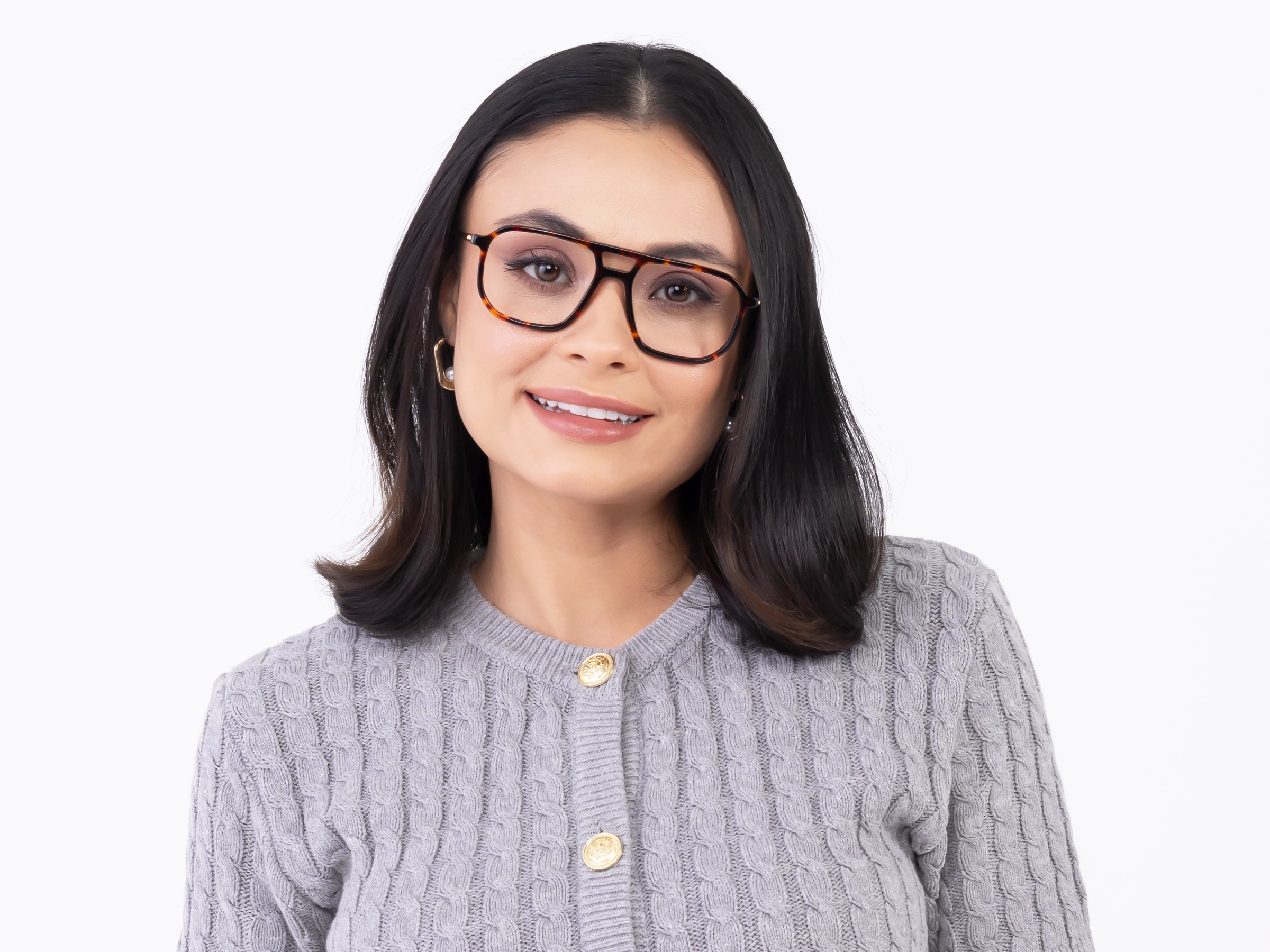 Tortoise Acetate Double Bridge Pilot Glasses