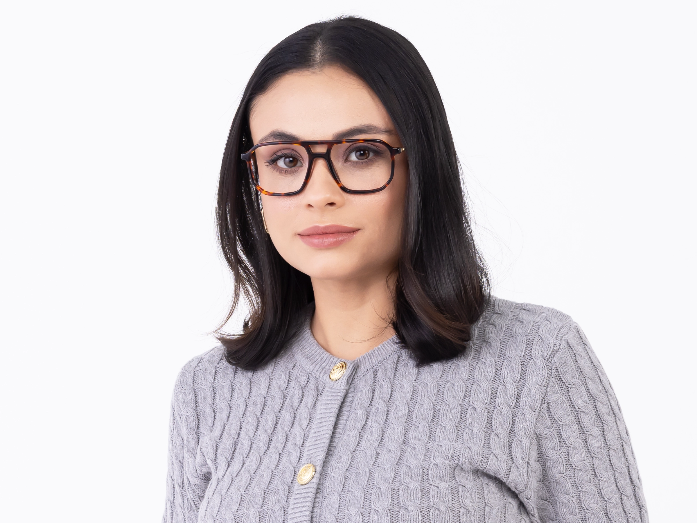 Tortoise Acetate Double Bridge Pilot Glasses