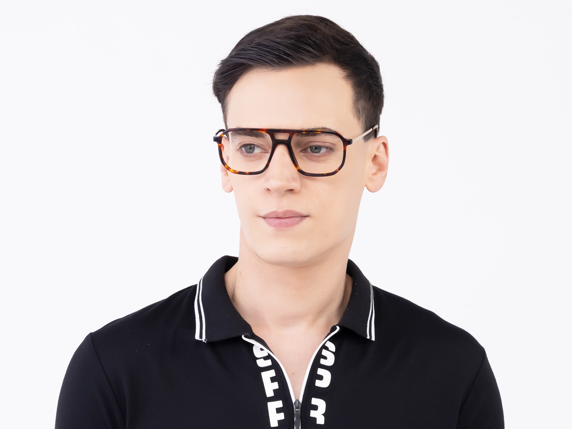 Tortoise Acetate Double Bridge Pilot Glasses