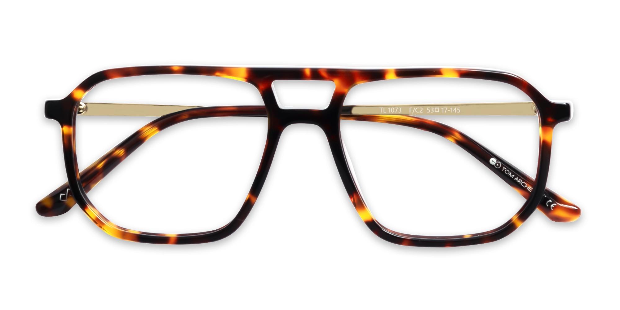 Tortoise Acetate Double Bridge Pilot Glasses-6