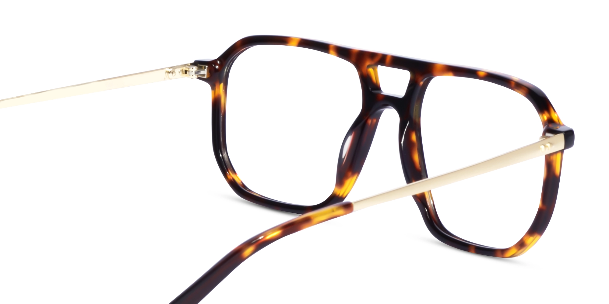 Tortoise Acetate Double Bridge Pilot Glasses-5